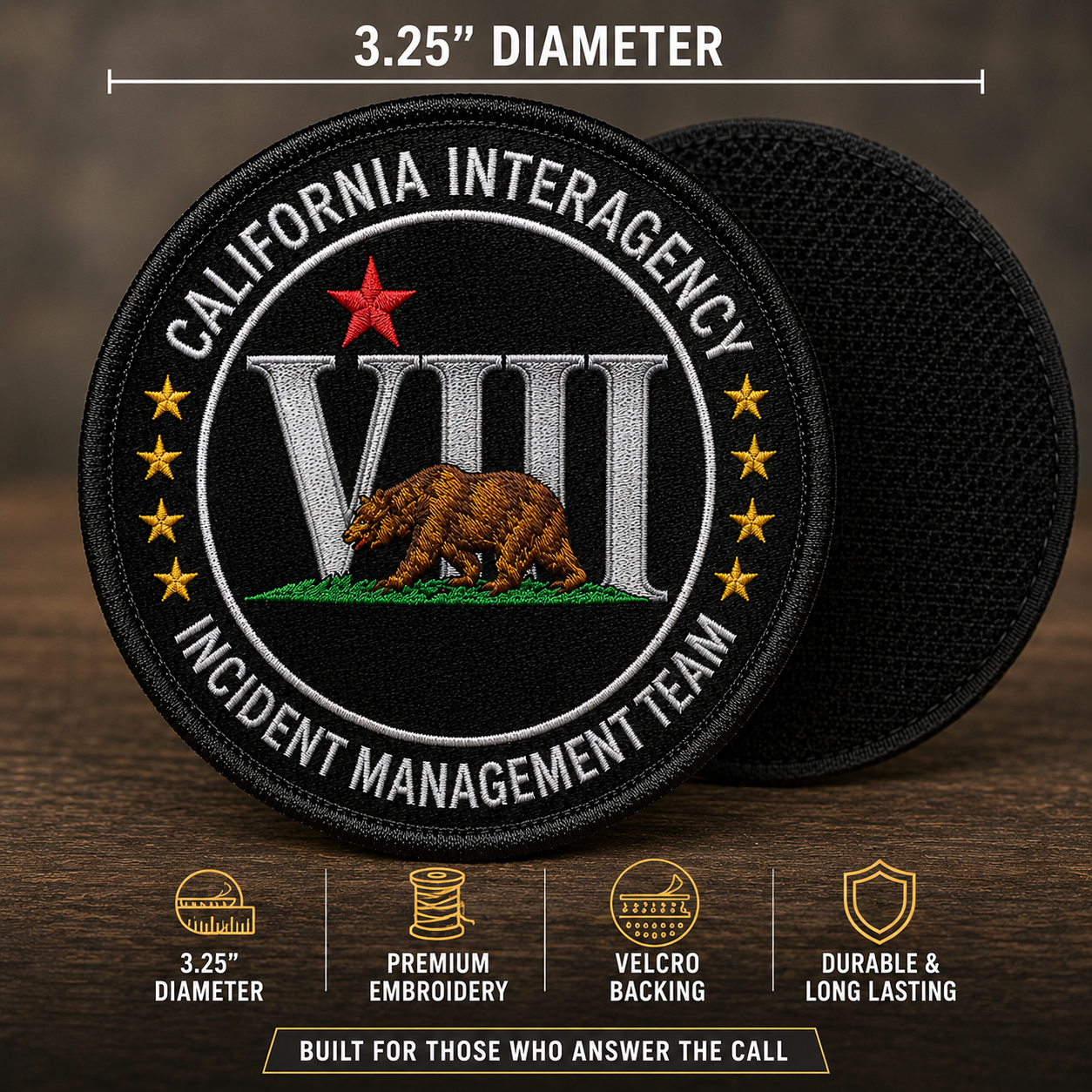 Incident Management Team VIII 3.25" Embroidered Patch w/ Velcro Back (will ship separately once production complete Approx. 2 weeks)