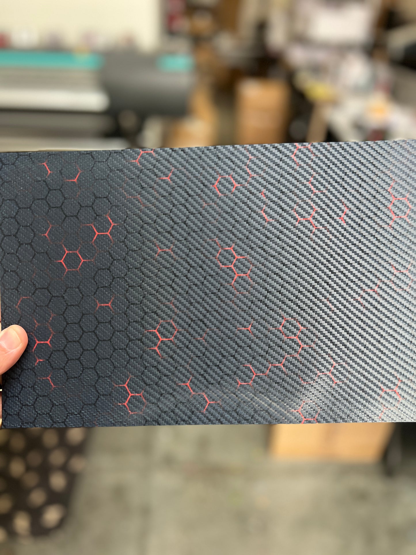 Red Hex Carbon Fiber 8x12