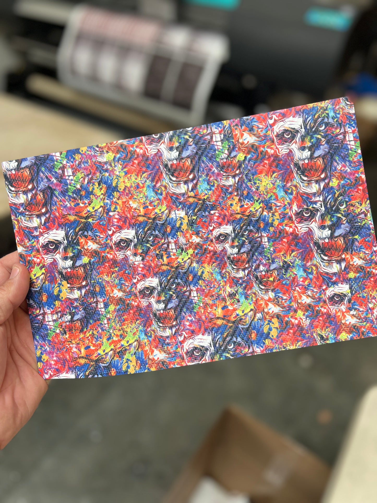 Abstract Skulls on Carbon Fiber 8x12