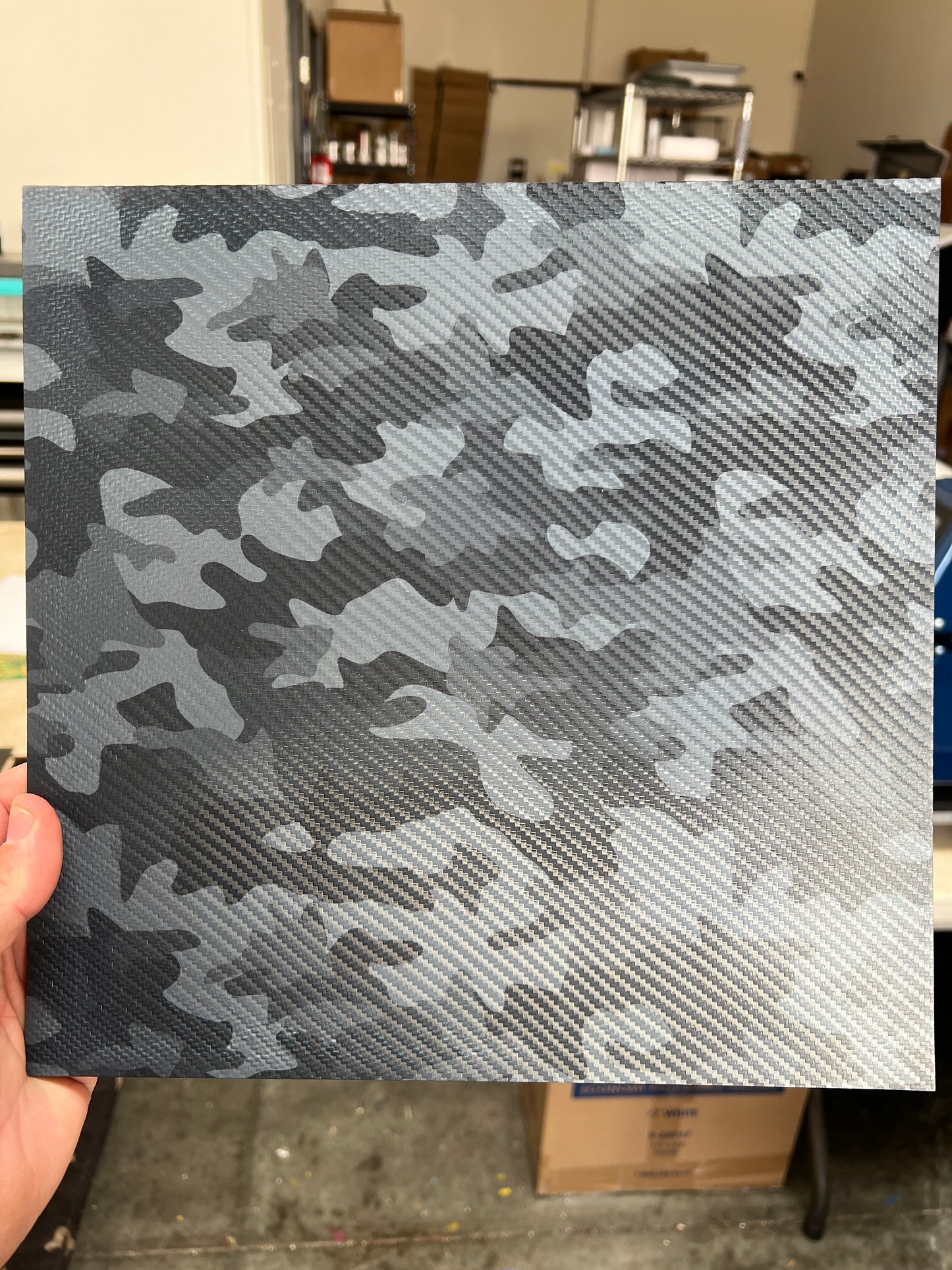 Black and Gray Camo Carbon Fiber 12x12 (slight fading on edges)