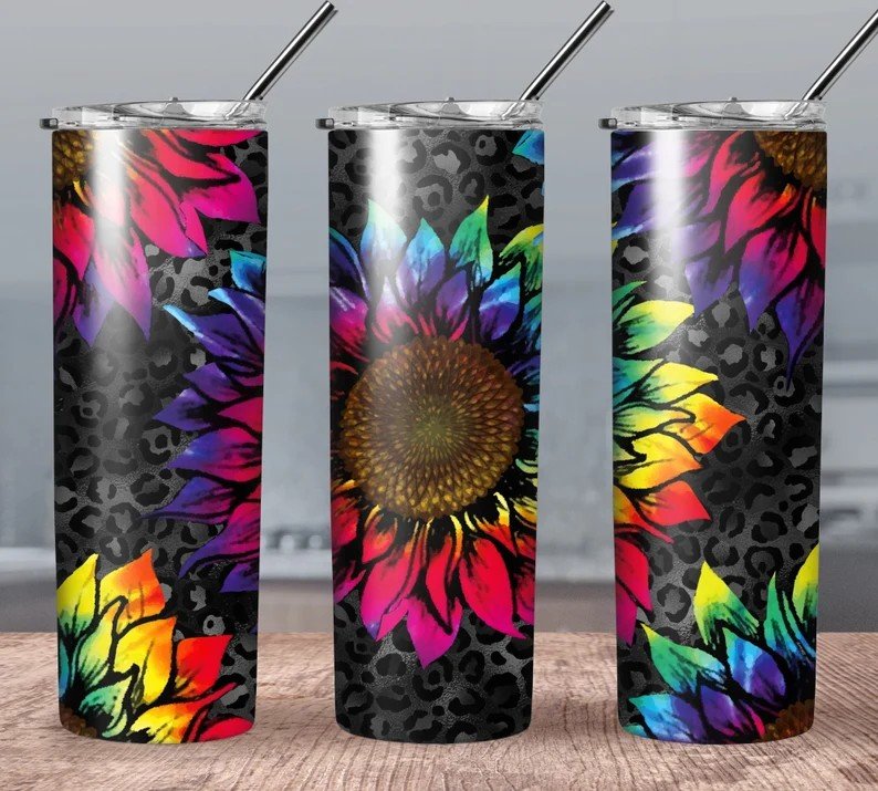 Colorful sunflowers and leopard