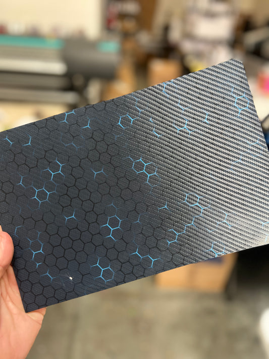 Blue Hex Carbon Fiber 8x12 (small spot on lower left)