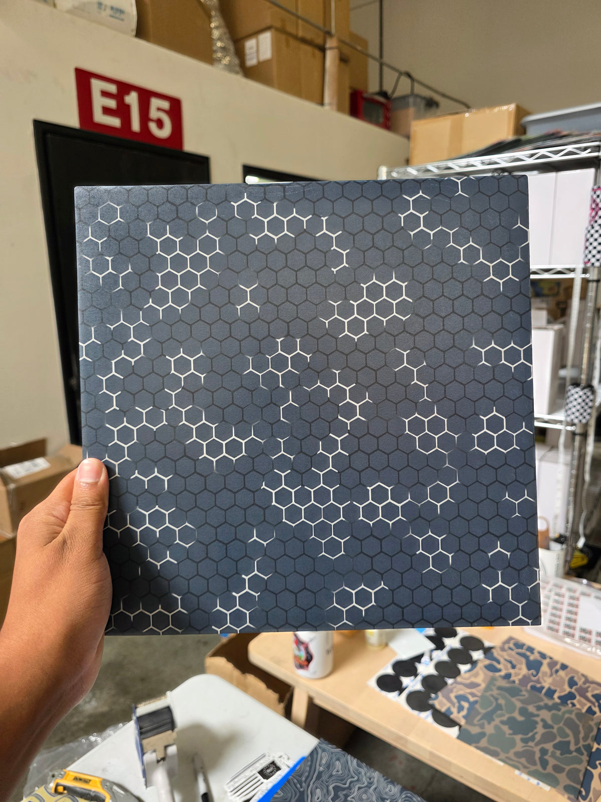 Grey hex double sided print