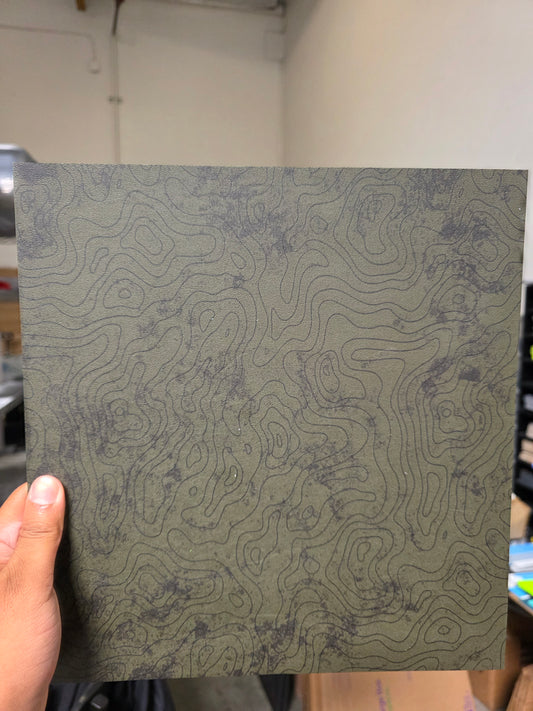 Grunge Topo on OD Green (small debris in print)