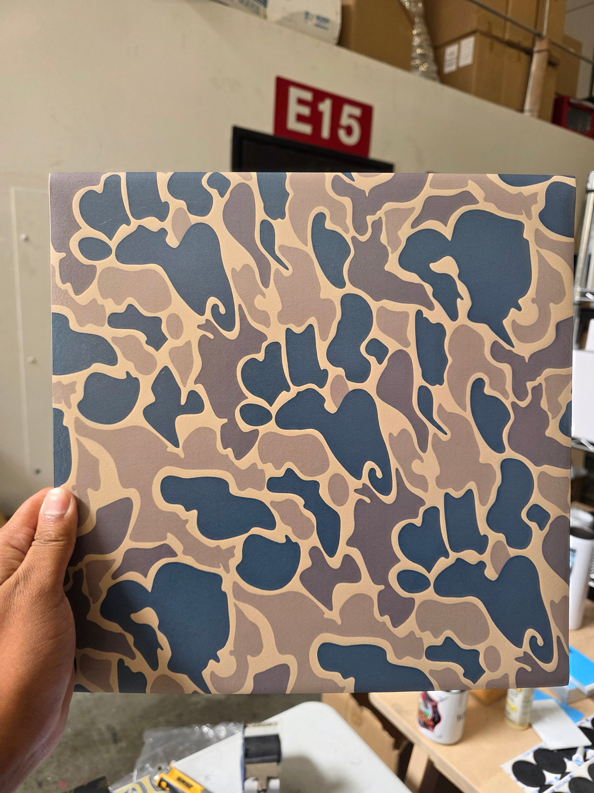 Frog camo printed on smooth side (has mark on the other side)