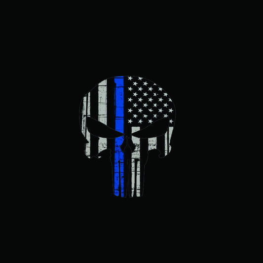 Thin Blue Line Skull