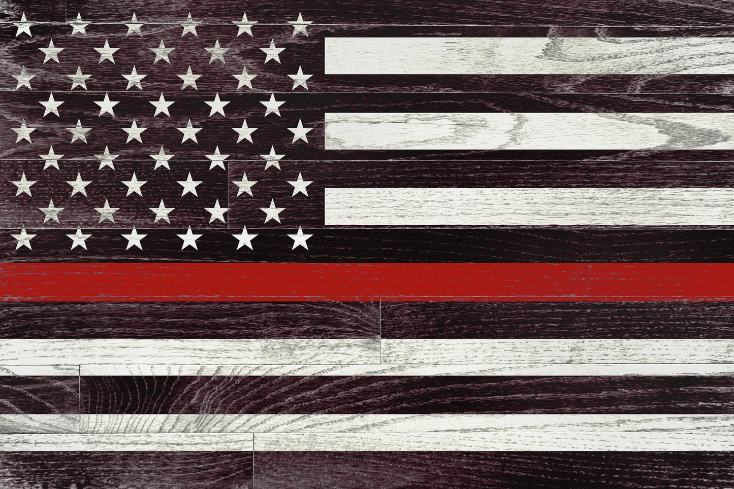 Thin Red Line on Wood Grain